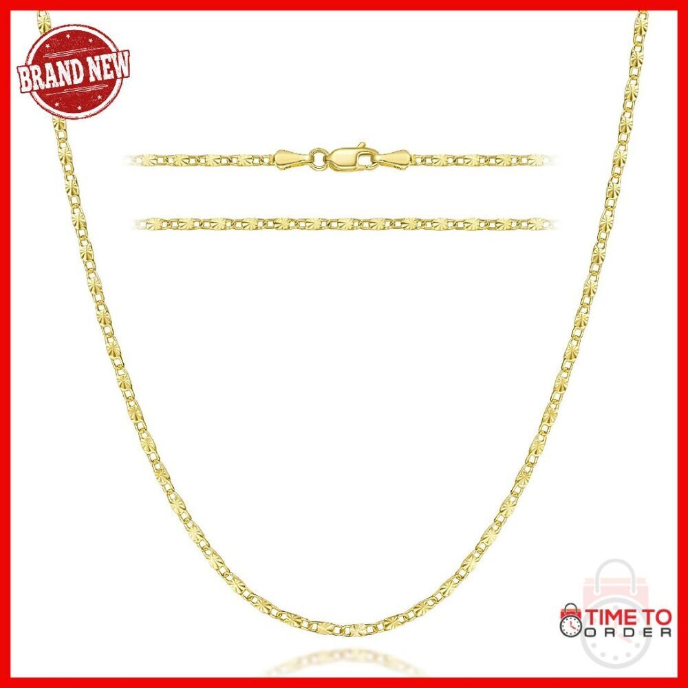 14K Gold Plated Anchor Chain Necklace, Lobster Clasp, 5 Lengths